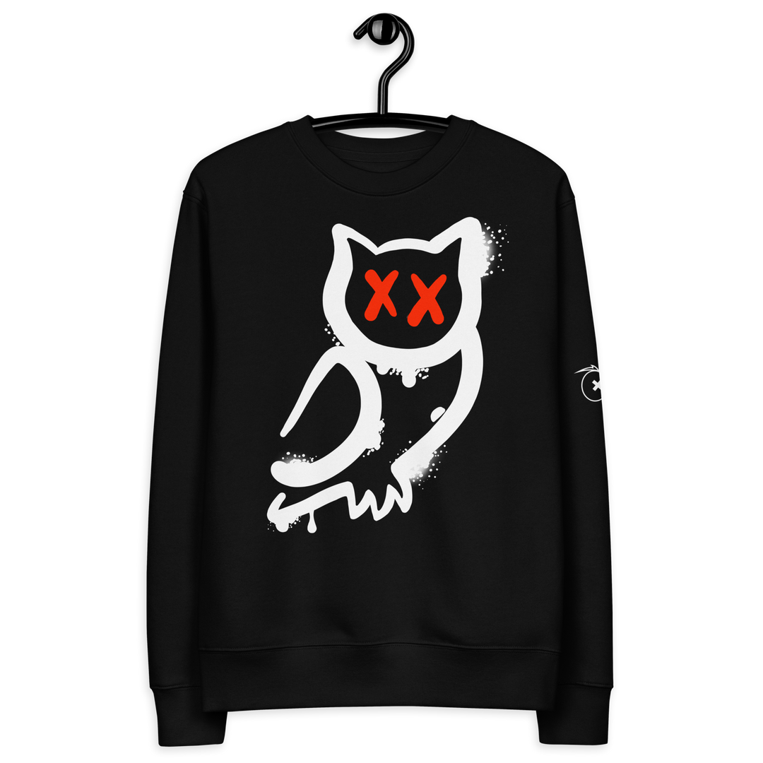 Felpa eco unisex GUFETTO 1 BIANCO OCCHI ROSSI - Gufetto Brand 