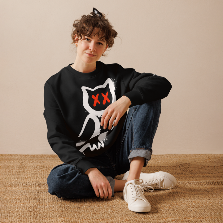 Felpa eco unisex GUFETTO 1 BIANCO OCCHI ROSSI - Gufetto Brand 