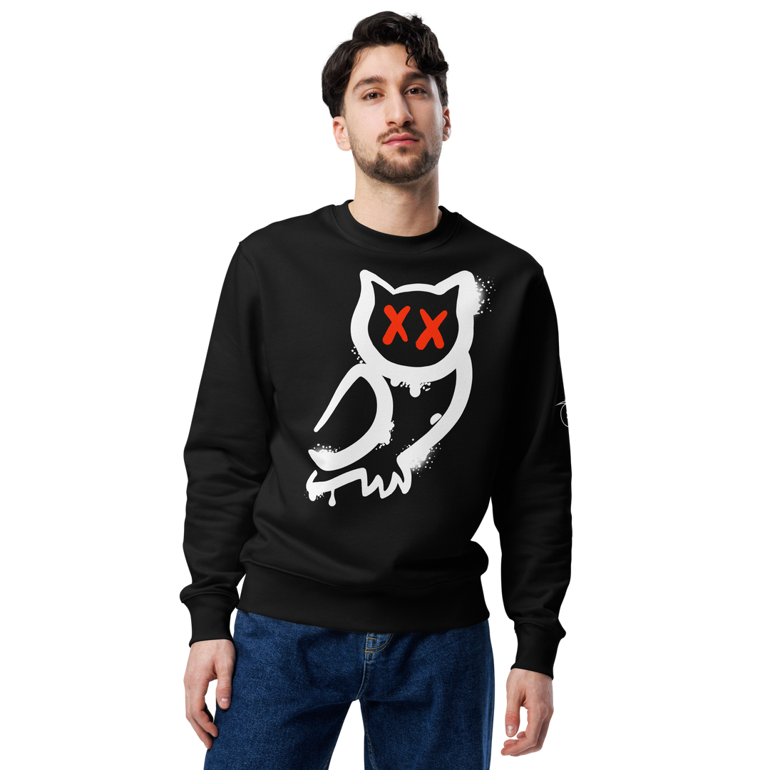 Felpa eco unisex GUFETTO 1 BIANCO OCCHI ROSSI - Gufetto Brand 
