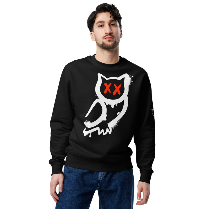 Felpa eco unisex GUFETTO 1 BIANCO OCCHI ROSSI - Gufetto Brand 