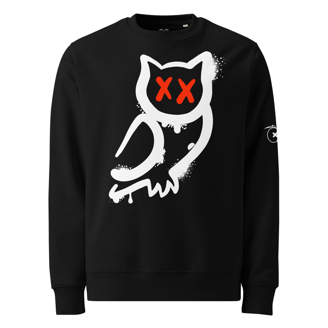 Felpa eco unisex GUFETTO 1 BIANCO OCCHI ROSSI - Gufetto Brand 