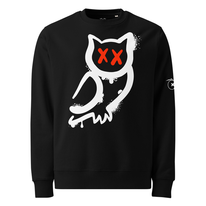 Felpa eco unisex GUFETTO 1 BIANCO OCCHI ROSSI - Gufetto Brand 
