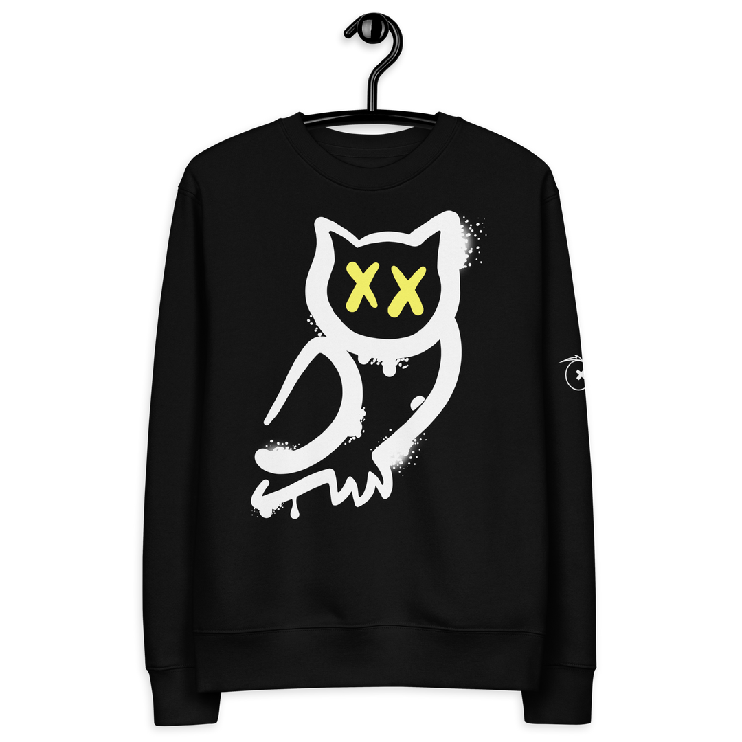 Felpa eco unisex GUFETTO 1 BIANCO OCCHI GIALLI - Gufetto Brand 