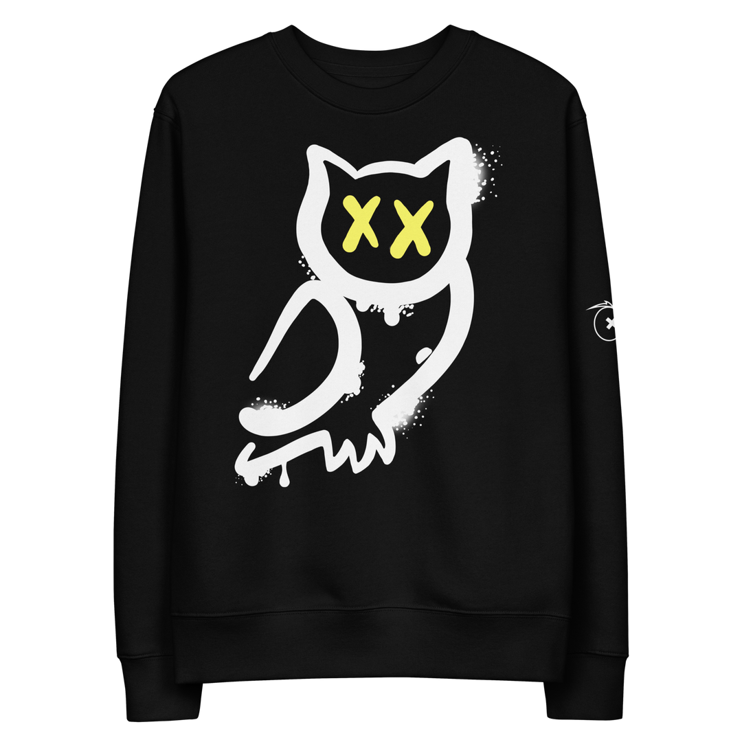 Felpa eco unisex GUFETTO 1 BIANCO OCCHI GIALLI - Gufetto Brand 