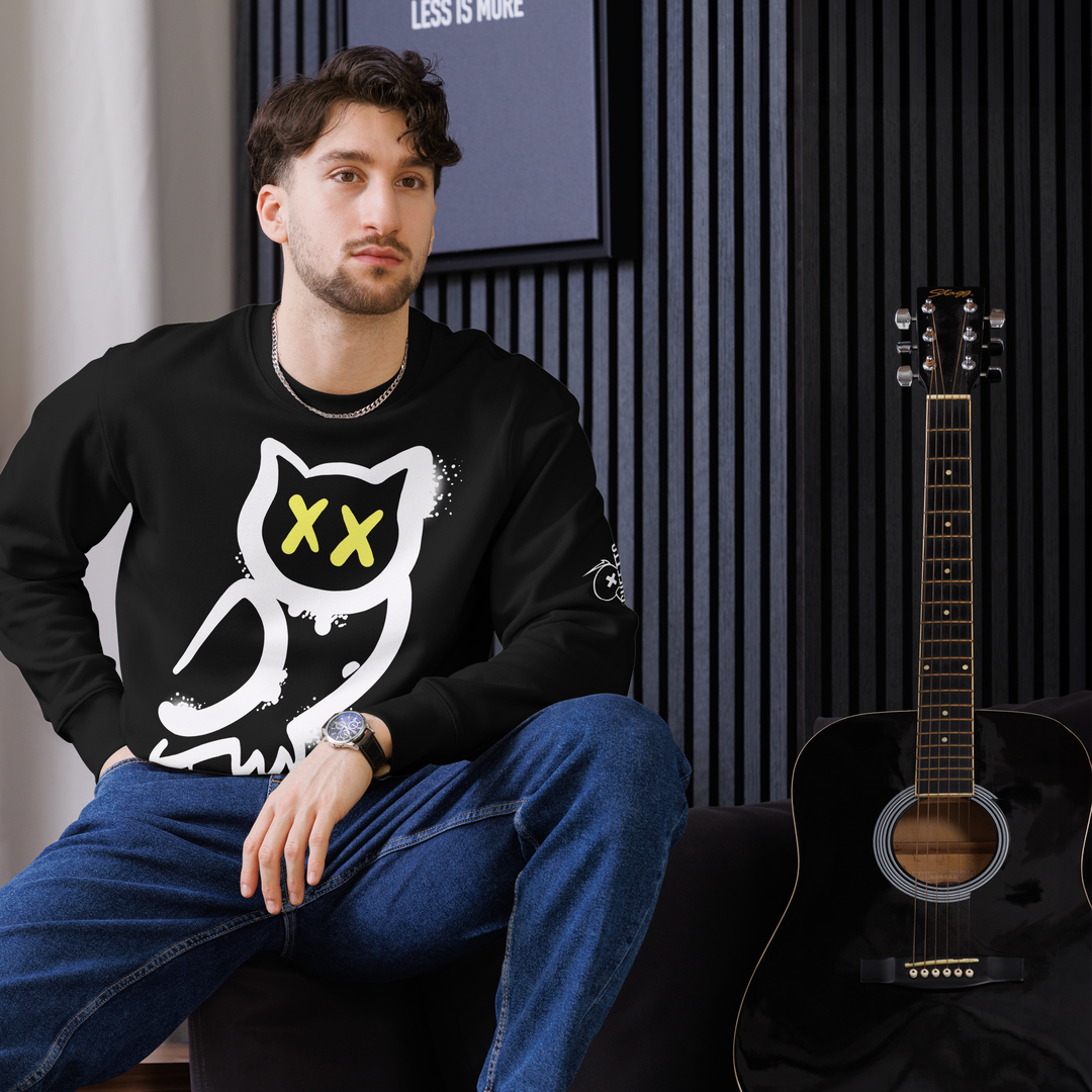 Felpa eco unisex GUFETTO 1 BIANCO OCCHI GIALLI - Gufetto Brand 