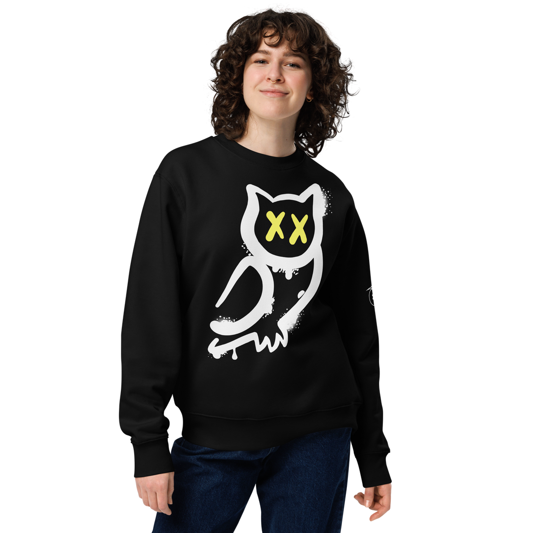 Felpa eco unisex GUFETTO 1 BIANCO OCCHI GIALLI - Gufetto Brand 