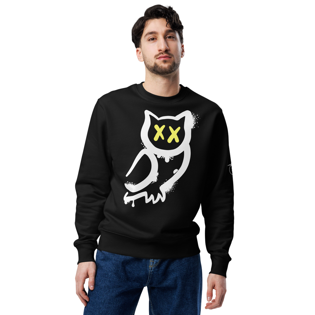 Felpa eco unisex GUFETTO 1 BIANCO OCCHI GIALLI - Gufetto Brand 