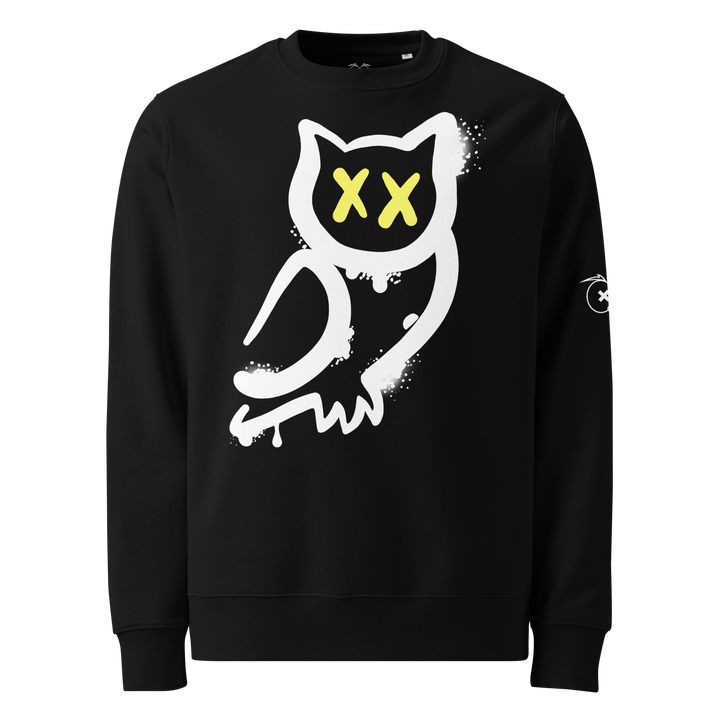 Felpa eco unisex GUFETTO 1 BIANCO OCCHI GIALLI - Gufetto Brand 