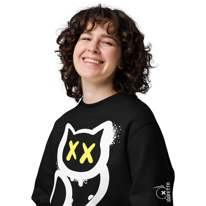 Felpa eco unisex GUFETTO 1 BIANCO OCCHI GIALLI - Gufetto Brand 