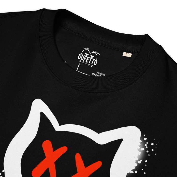 Felpa eco unisex GUFETTO 1 BIANCO OCCHI ROSSI - Gufetto Brand 
