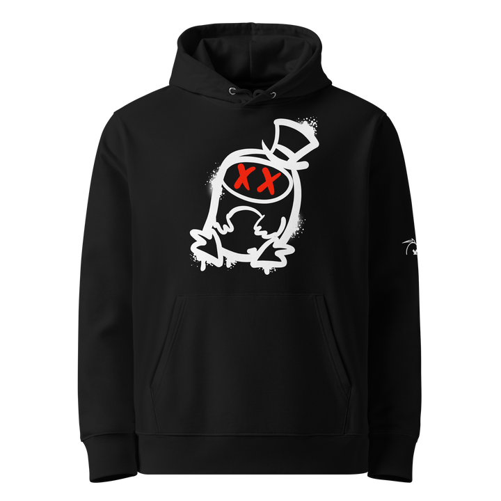 Felpa con cappuccio ecologica classica unisex GUFETTO 2 BIANCO OCCHI ROSSI - Gufetto Brand 