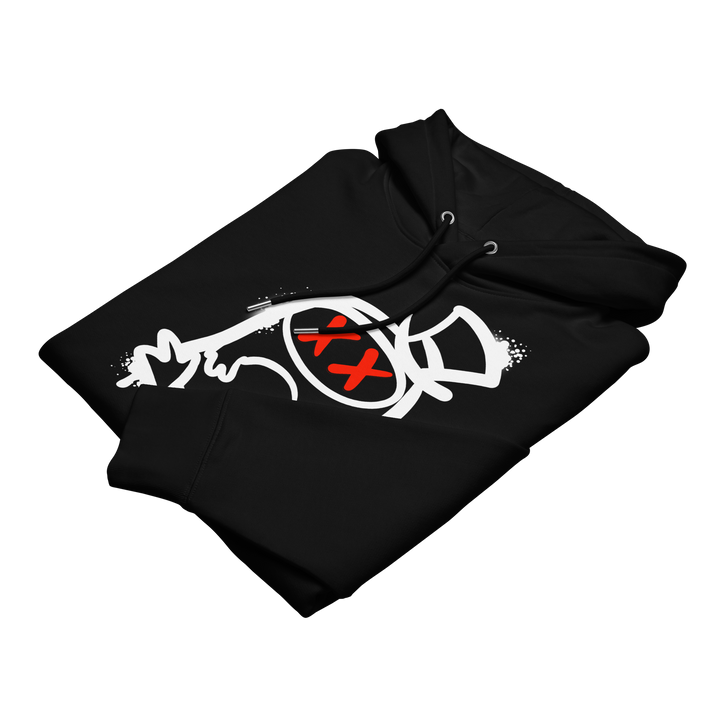 Felpa con cappuccio ecologica classica unisex GUFETTO 2 BIANCO OCCHI ROSSI - Gufetto Brand 