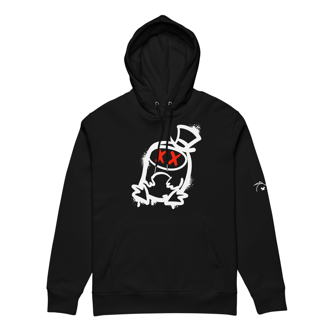 Felpa con cappuccio ecologica classica unisex GUFETTO 2 BIANCO OCCHI ROSSI - Gufetto Brand 