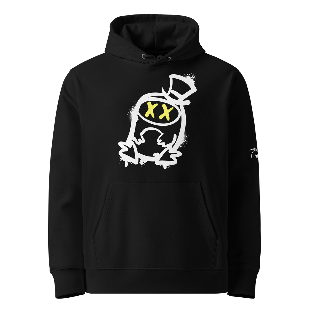 Felpa con cappuccio ecologica classica unisex GUFETTO 2 BIANCO OCCHI GIALLI - Gufetto Brand 