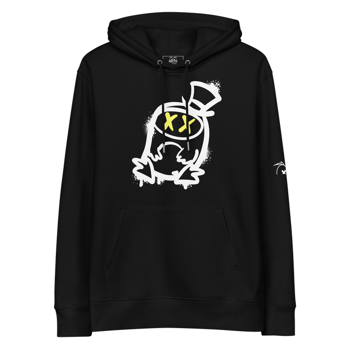 Felpa con cappuccio ecologica classica unisex GUFETTO 2 BIANCO OCCHI GIALLI - Gufetto Brand 