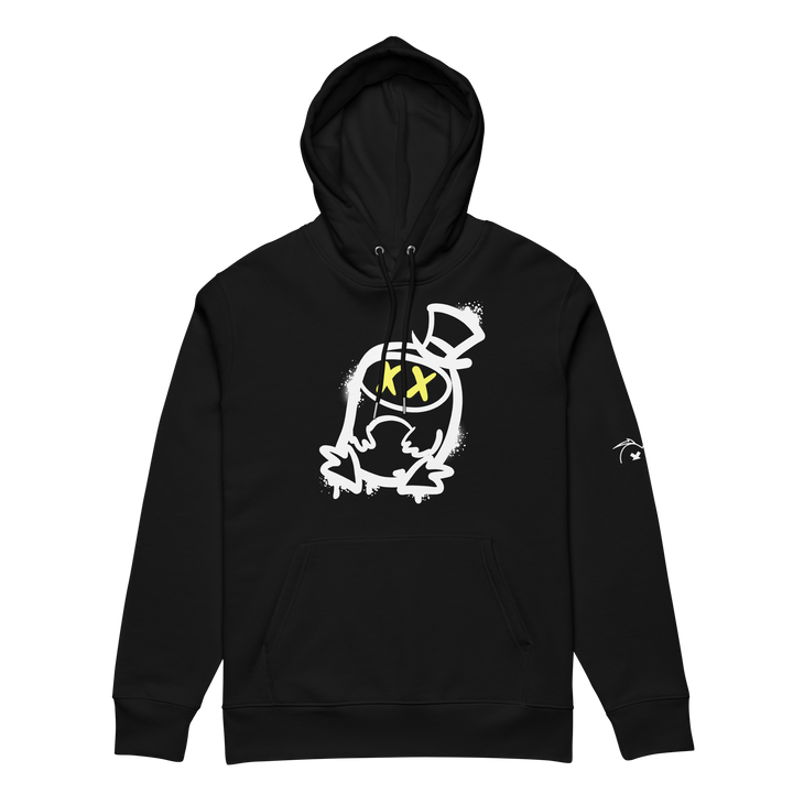 Felpa con cappuccio ecologica classica unisex GUFETTO 2 BIANCO OCCHI GIALLI - Gufetto Brand 