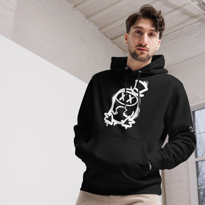 Felpa con cappuccio ecologica classica unisex GUFETTO 2 BIANCO OCCHI BIANCHI - Gufetto Brand 