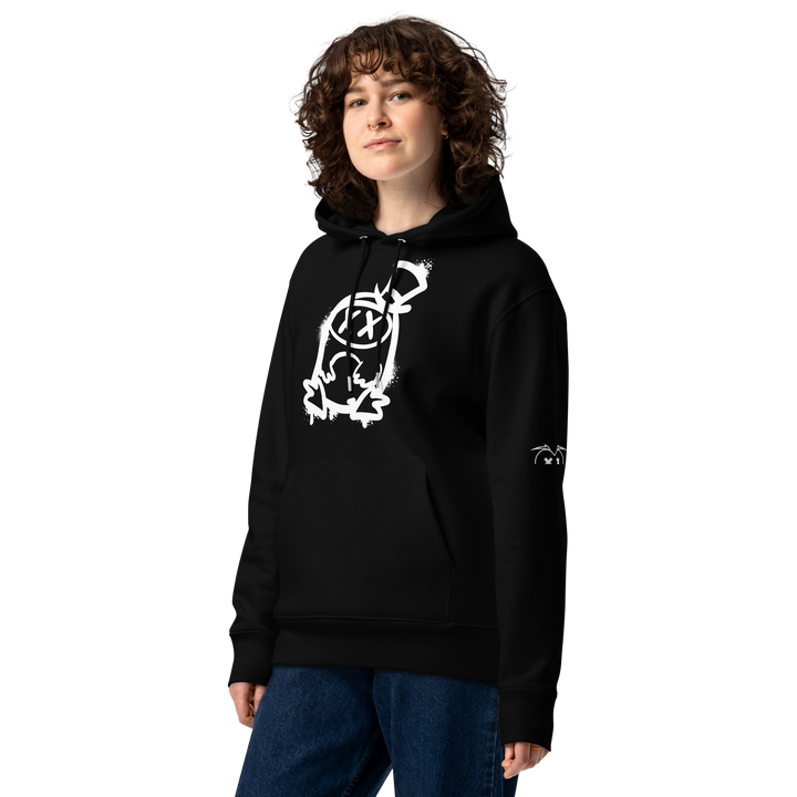 Felpa con cappuccio ecologica classica unisex GUFETTO 2 BIANCO OCCHI BIANCHI - Gufetto Brand 