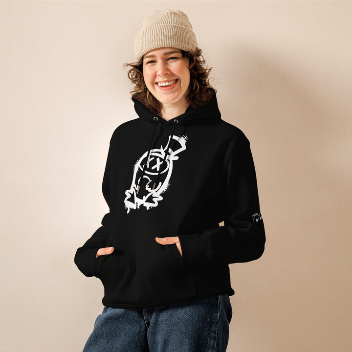 Felpa con cappuccio ecologica classica unisex GUFETTO 2 BIANCO OCCHI BIANCHI - Gufetto Brand 