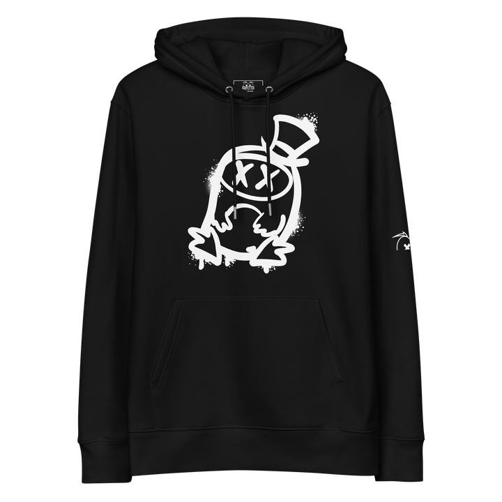 Felpa con cappuccio ecologica classica unisex GUFETTO 2 BIANCO OCCHI BIANCHI - Gufetto Brand 