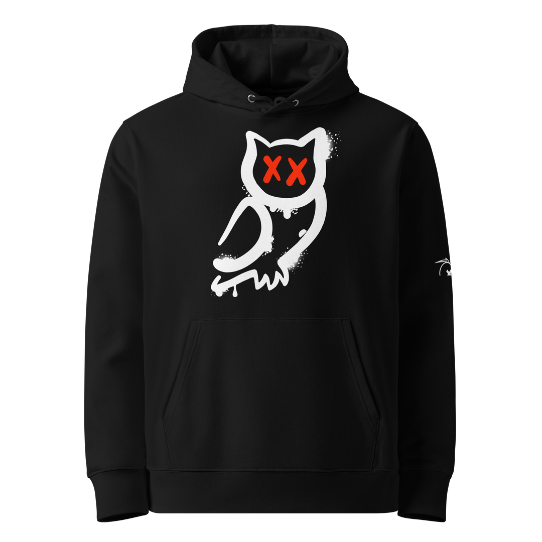 Felpa con cappuccio ecologica classica unisex GUFETTO 1 BIANCO OCCHI ROSSI - Gufetto Brand 