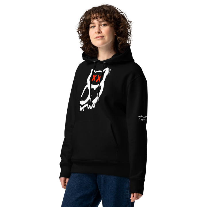 Felpa con cappuccio ecologica classica unisex GUFETTO 1 BIANCO OCCHI ROSSI - Gufetto Brand 