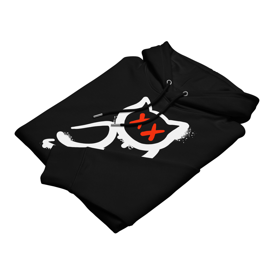 Felpa con cappuccio ecologica classica unisex GUFETTO 1 BIANCO OCCHI ROSSI - Gufetto Brand 