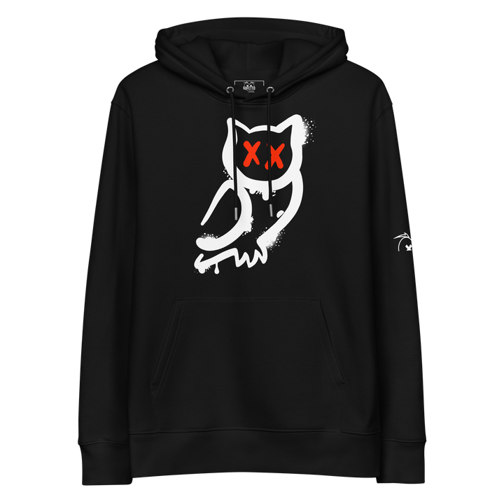 Felpa con cappuccio ecologica classica unisex GUFETTO 1 BIANCO OCCHI ROSSI - Gufetto Brand 