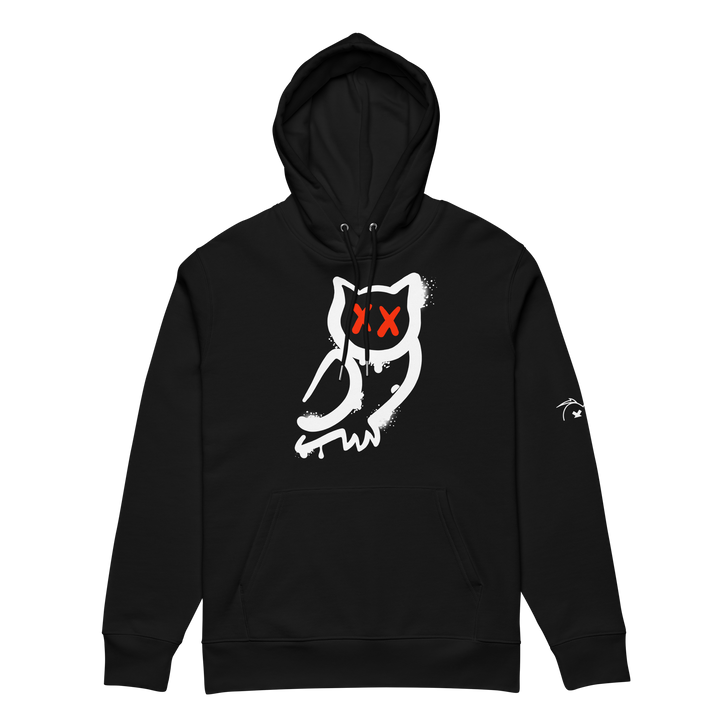 Felpa con cappuccio ecologica classica unisex GUFETTO 1 BIANCO OCCHI ROSSI - Gufetto Brand 