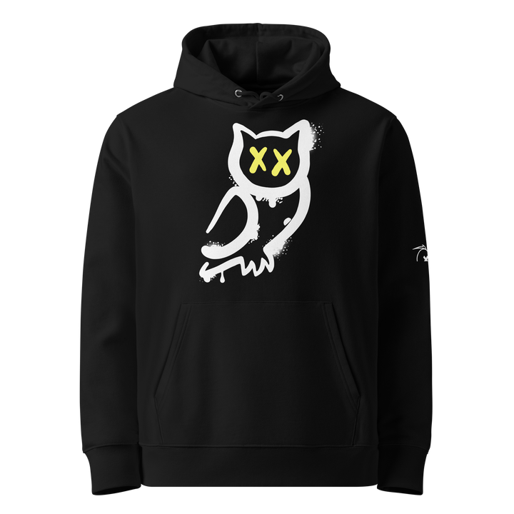 Felpa con cappuccio ecologica classica unisex GUFETTO 1 BIANCO OCCHI GIALLI - Gufetto Brand 