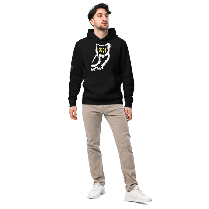 Felpa con cappuccio ecologica classica unisex GUFETTO 1 BIANCO OCCHI GIALLI - Gufetto Brand 