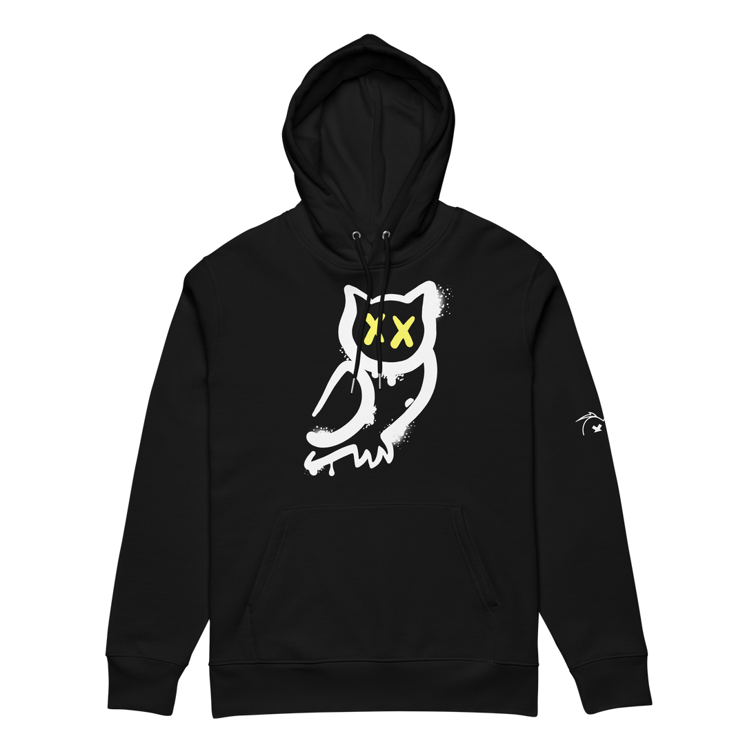 Felpa con cappuccio ecologica classica unisex GUFETTO 1 BIANCO OCCHI GIALLI - Gufetto Brand 