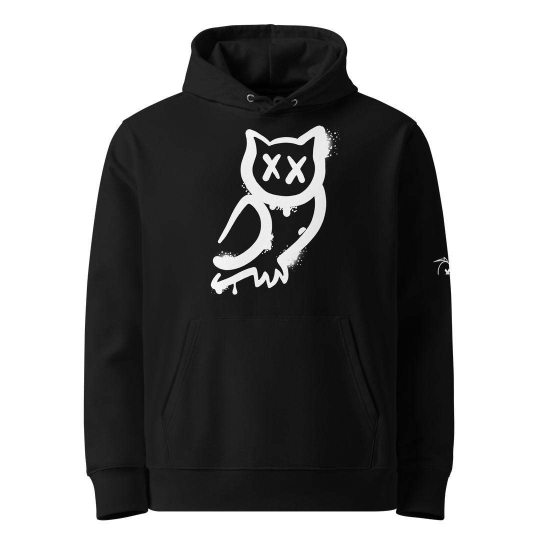 Felpa con cappuccio ecologica classica unisex GUFETTO 1 BIANCO OCCHI BIANCHI - Gufetto Brand 