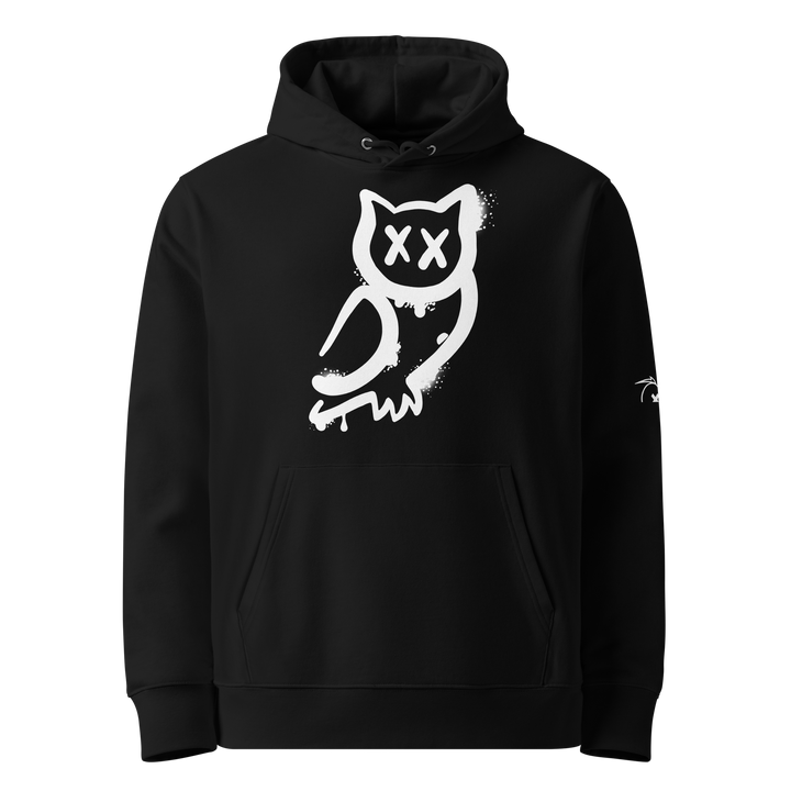 Felpa con cappuccio ecologica classica unisex GUFETTO 1 BIANCO OCCHI BIANCHI - Gufetto Brand 