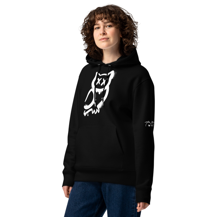 Felpa con cappuccio ecologica classica unisex GUFETTO 1 BIANCO OCCHI BIANCHI - Gufetto Brand 