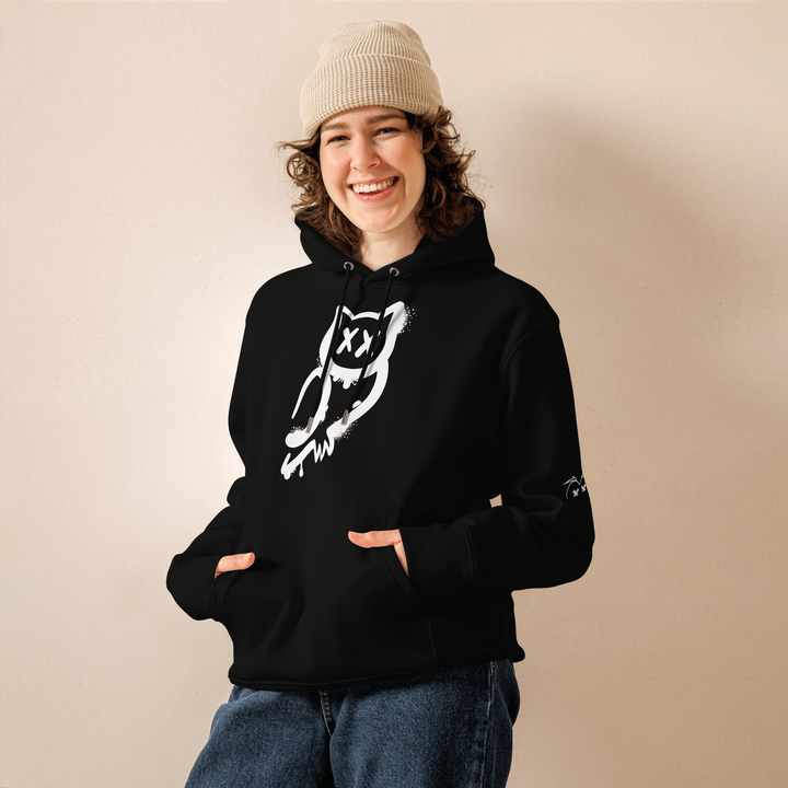 Felpa con cappuccio ecologica classica unisex GUFETTO 1 BIANCO OCCHI BIANCHI - Gufetto Brand 