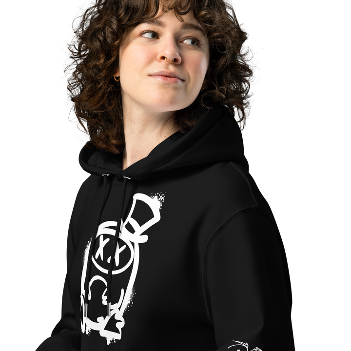 Felpa con cappuccio ecologica classica unisex GUFETTO 2 BIANCO OCCHI BIANCHI - Gufetto Brand 