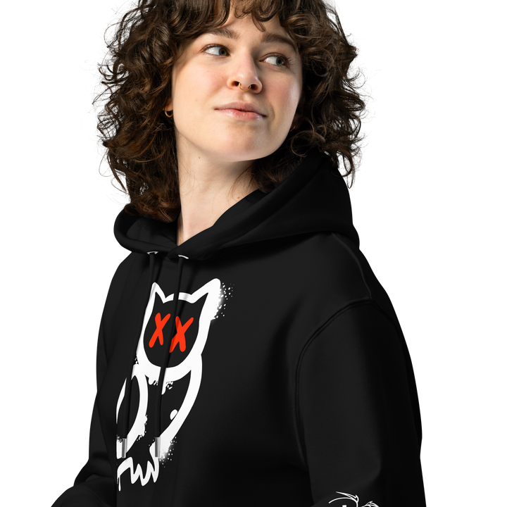 Felpa con cappuccio ecologica classica unisex GUFETTO 1 BIANCO OCCHI ROSSI - Gufetto Brand 