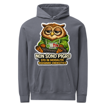 Felpa con cappuccio unisex tinta in capo Pigro