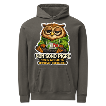 Felpa con cappuccio unisex tinta in capo Pigro