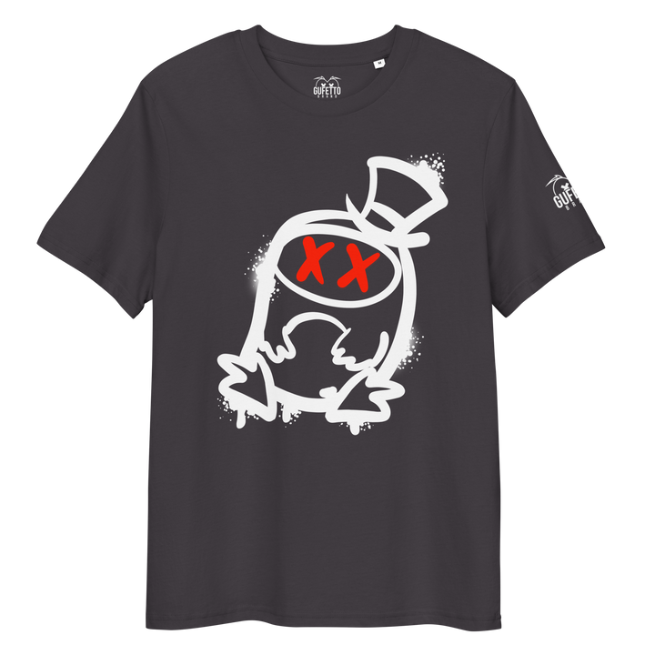 Maglietta in cotone organico unisex GUFETTO 2 BIANCO OCCHI ROSSI - Gufetto Brand 