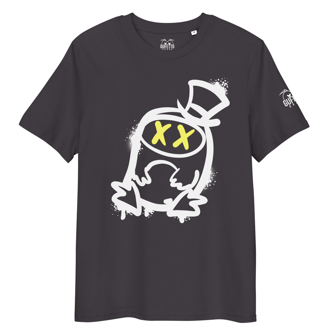 Maglietta in cotone organico unisex GUFETTO 2 BIANCO OCCHI GIALLI - Gufetto Brand 