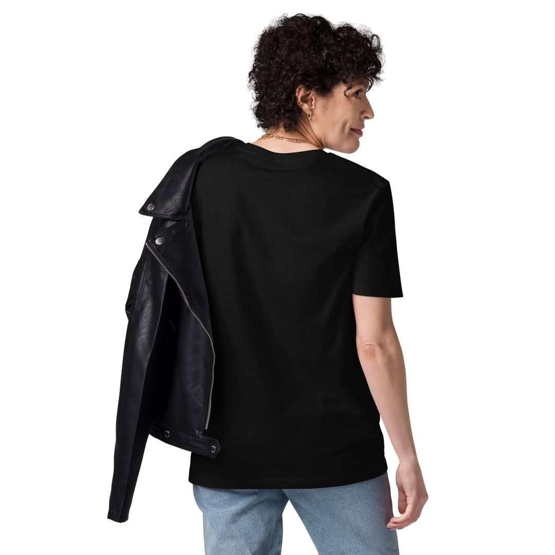 Maglietta in cotone organico unisex GUFETTO 1 BIANCO OCCHI ROSSI - Gufetto Brand 