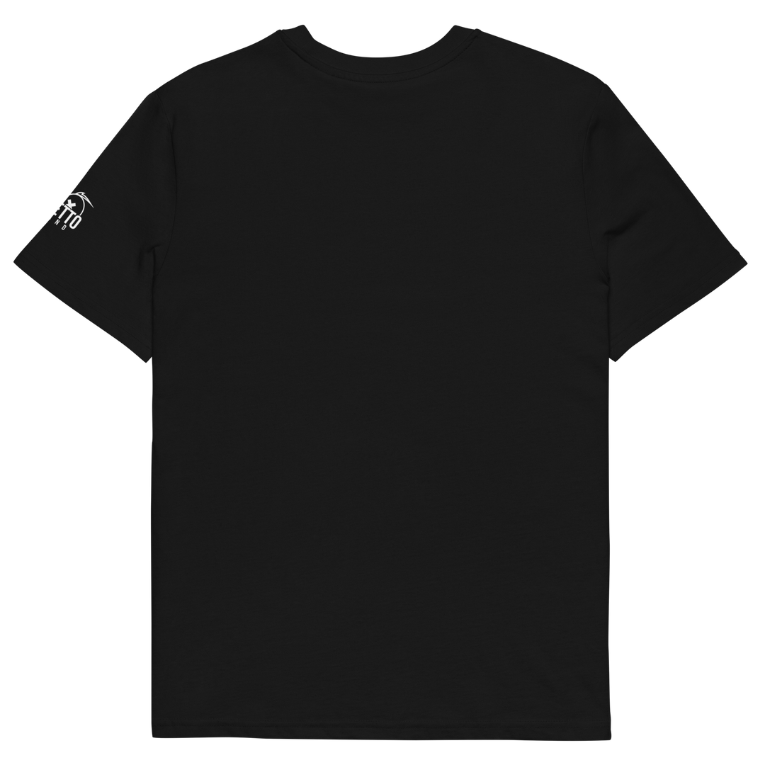 Maglietta in cotone organico unisex GUFETTO 1 BIANCO OCCHI ROSSI - Gufetto Brand 