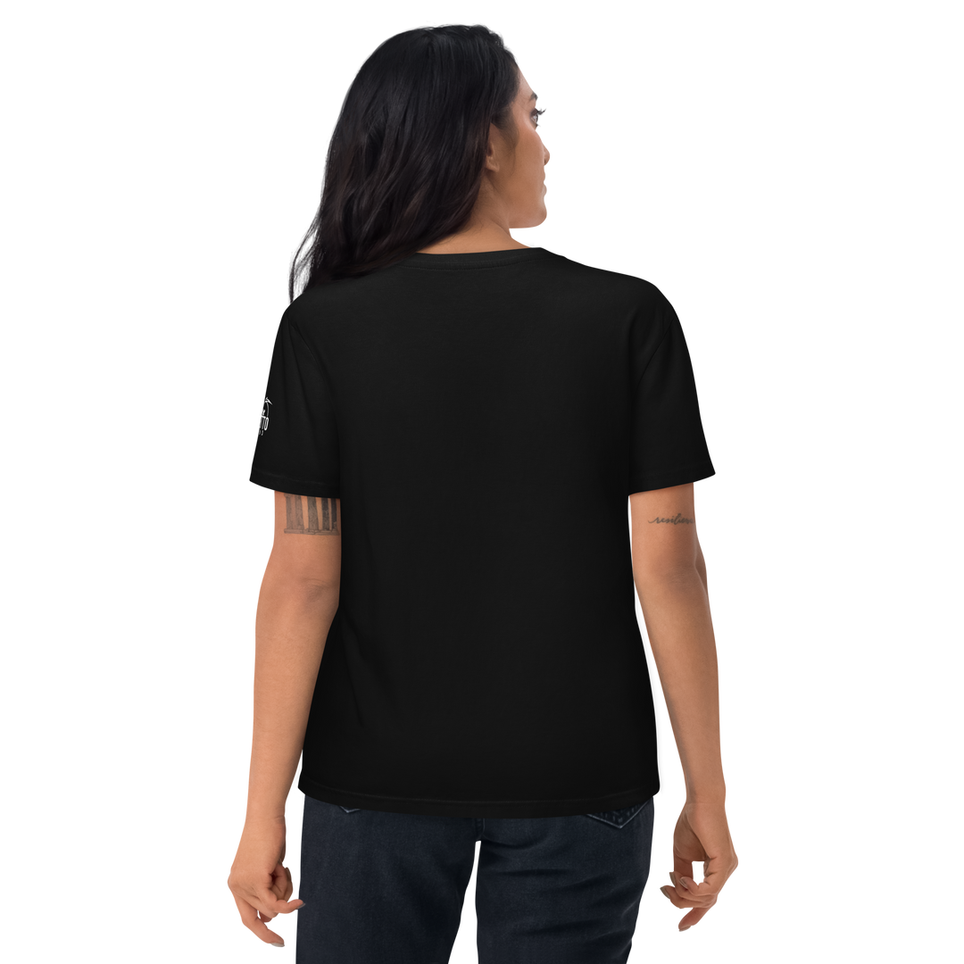 Maglietta in cotone organico unisex GUFETTO 1 BIANCO OCCHI ROSSI - Gufetto Brand 