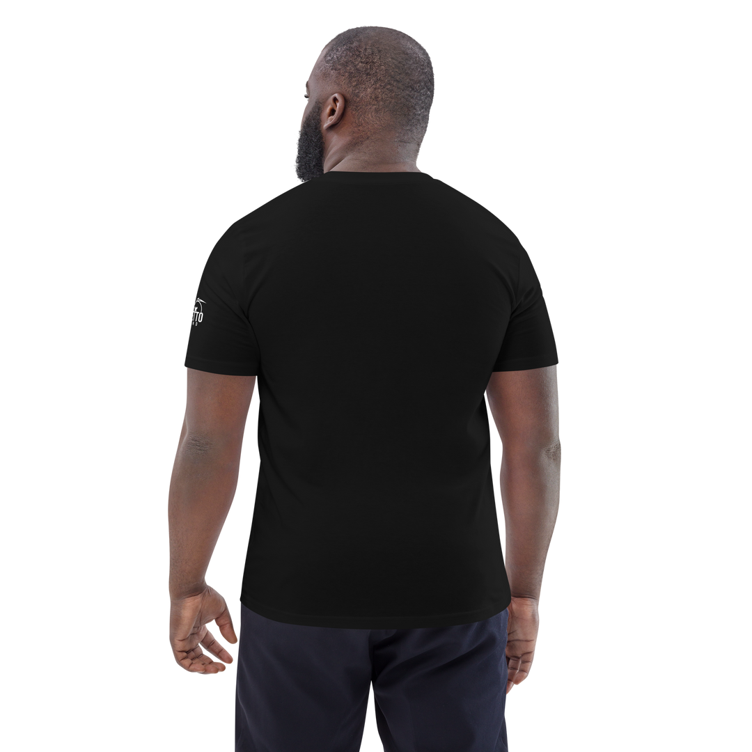 Maglietta in cotone organico unisex GUFETTO 1 BIANCO OCCHI ROSSI - Gufetto Brand 