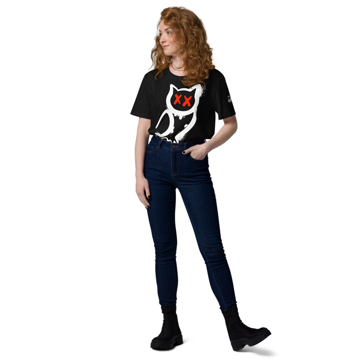 Maglietta in cotone organico unisex GUFETTO 1 BIANCO OCCHI ROSSI - Gufetto Brand 