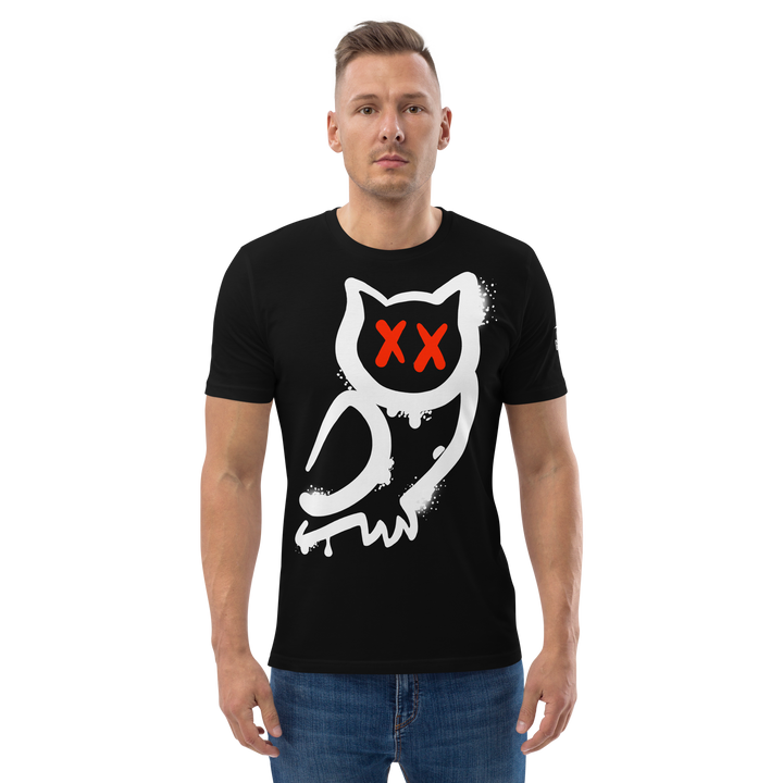 Maglietta in cotone organico unisex GUFETTO 1 BIANCO OCCHI ROSSI - Gufetto Brand 