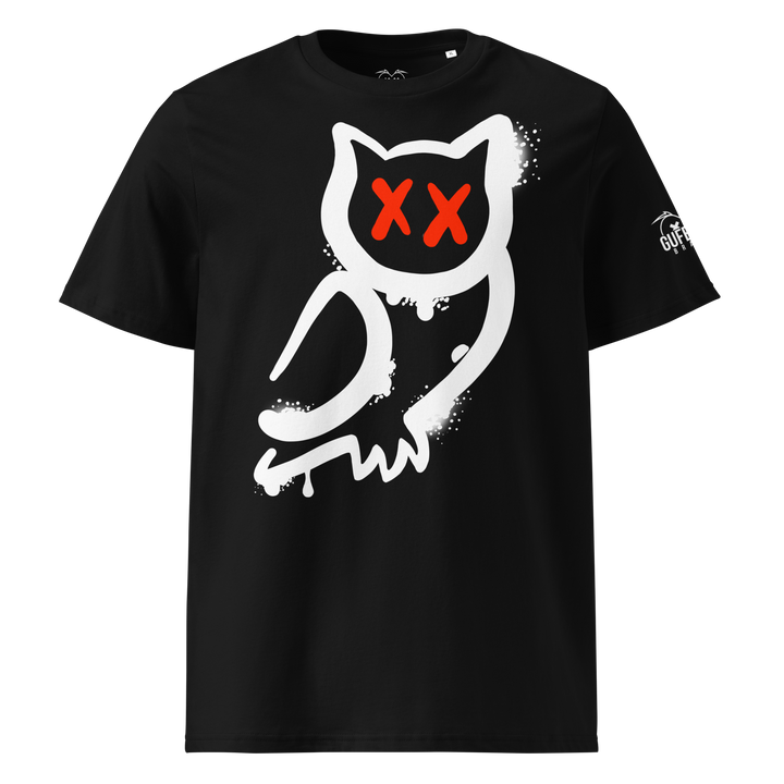 Maglietta in cotone organico unisex GUFETTO 1 BIANCO OCCHI ROSSI - Gufetto Brand 