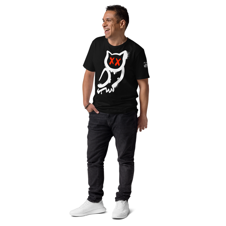 Maglietta in cotone organico unisex GUFETTO 1 BIANCO OCCHI ROSSI - Gufetto Brand 